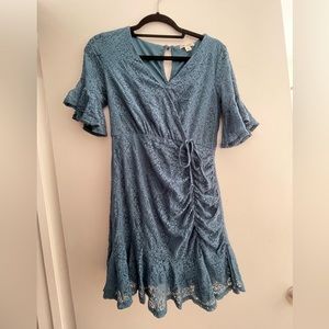 Blue Ruffle and Lace Dress